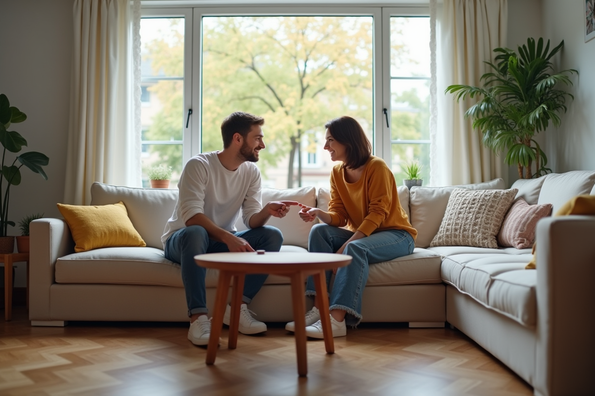 Jeune couple discutant autour d