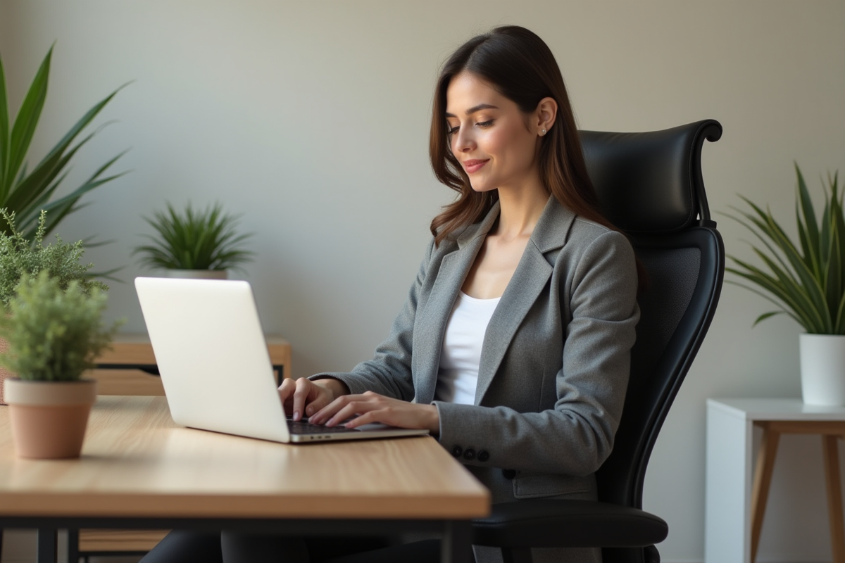 Jeune femme professionnelle travaillant à domicile dans un bureau moderne