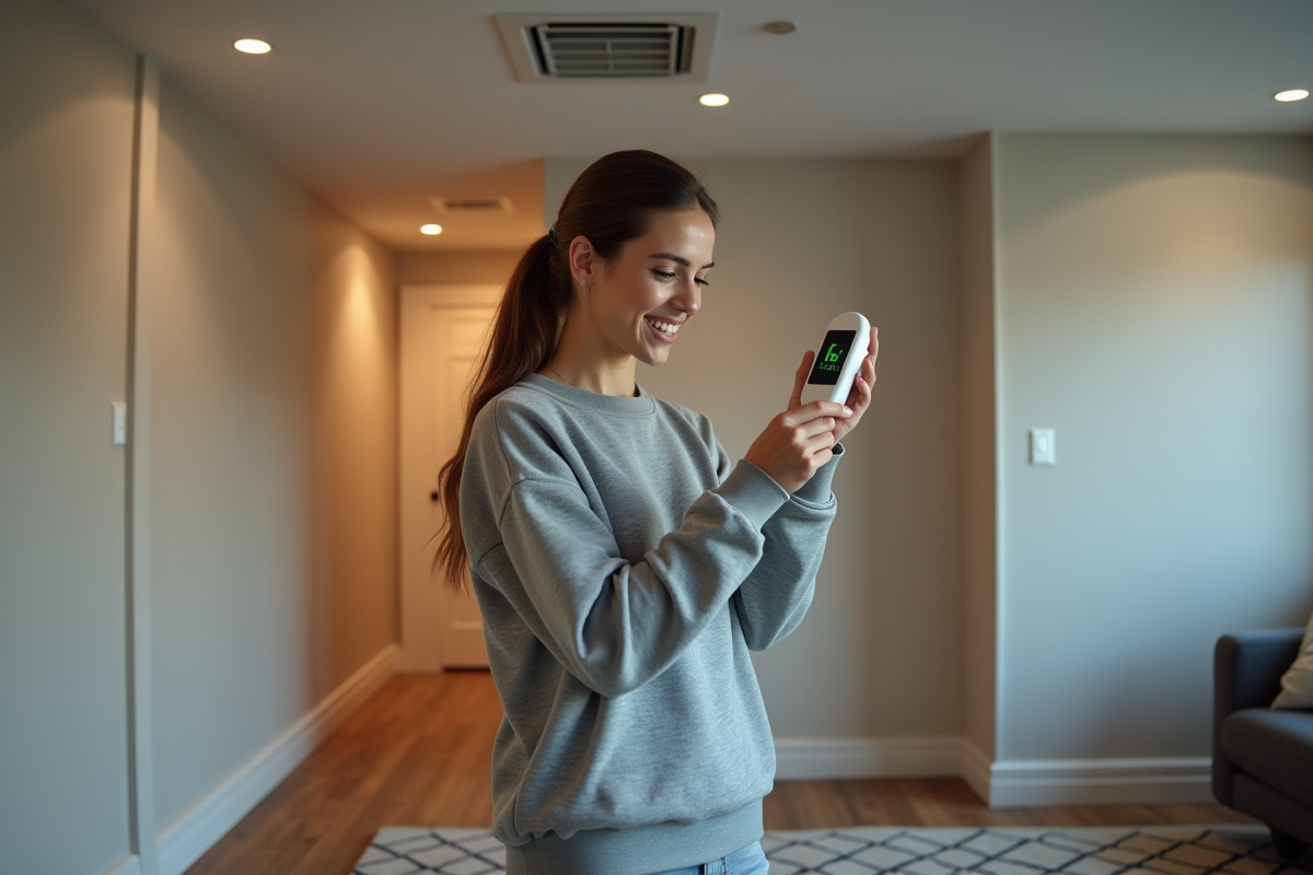 Jeune femme vérifiant la qualité de l