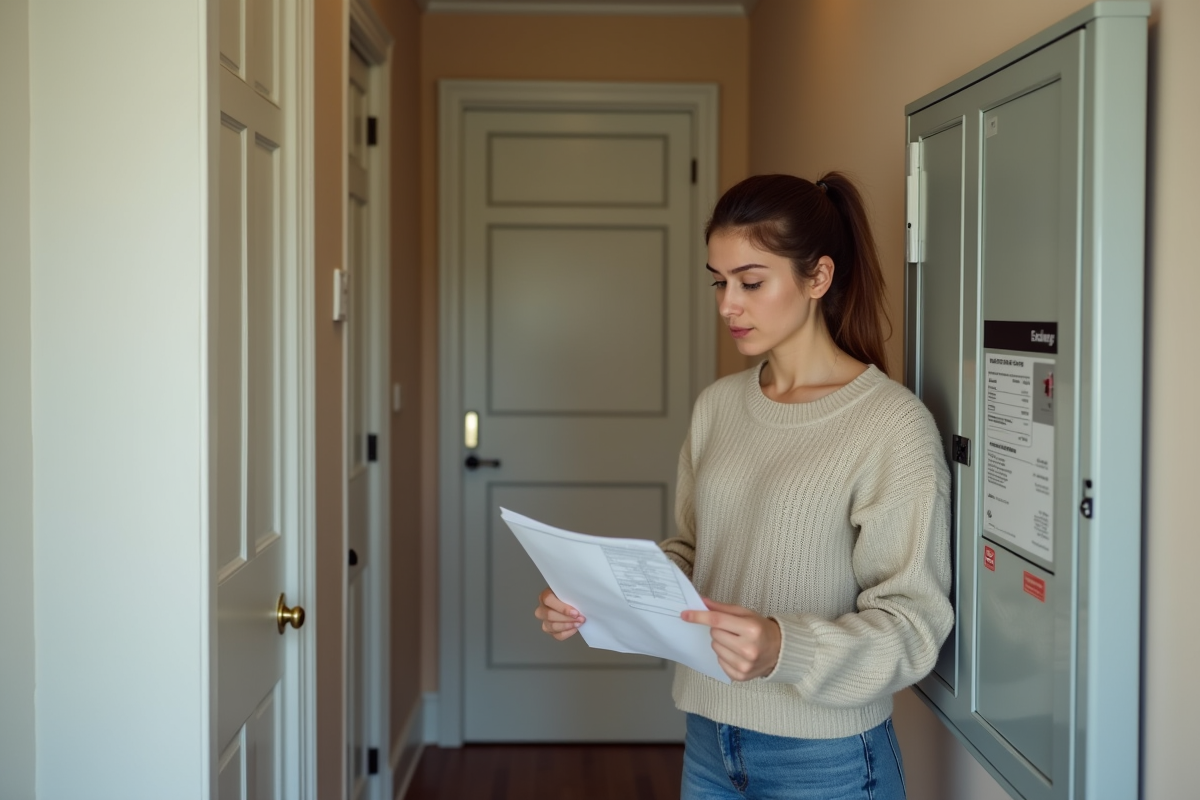 Jeune femme regardant un devis près d