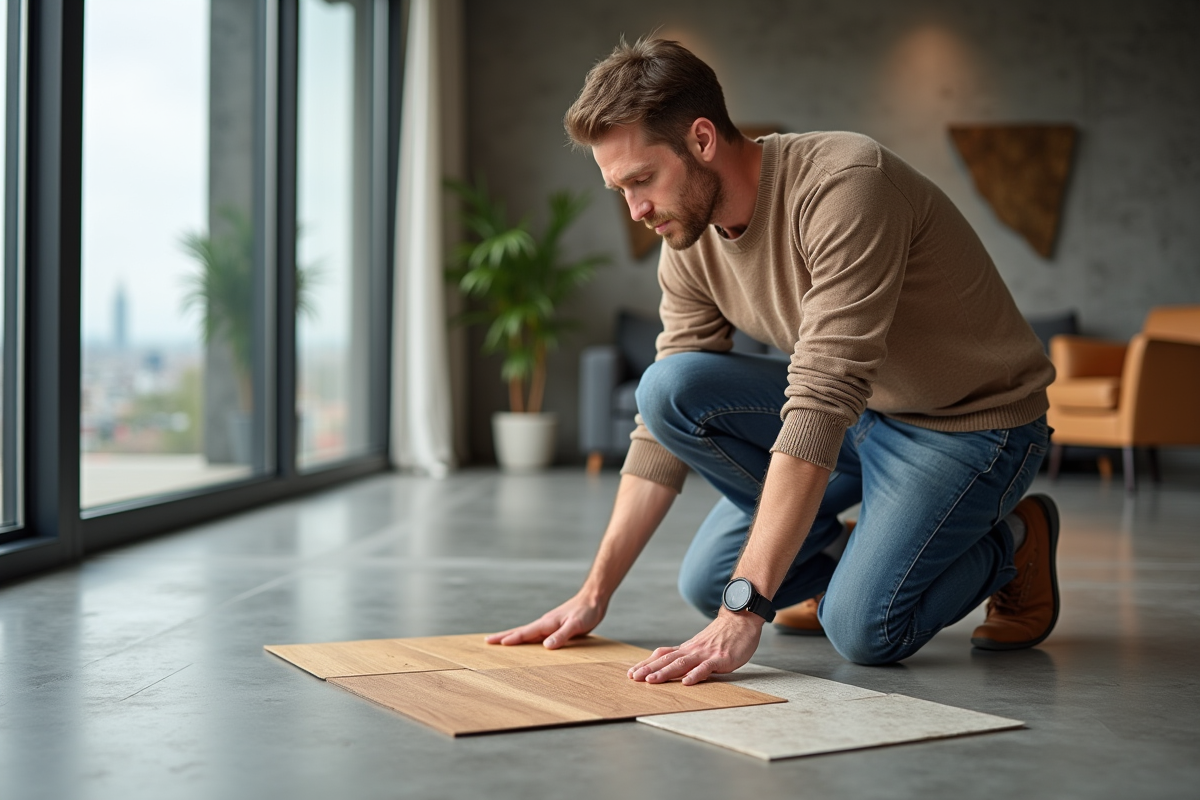 Homme d'âge moyen examine des échantillons de sol dans un salon moderne